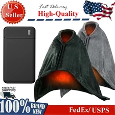 59*31" Heated Blanket w/ Battery Pack Electric Heating Poncho Shawl Wrap Throw