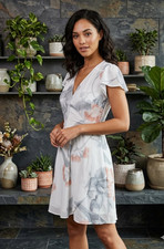 ViviMeng Women's Short Sleeve Sundress Floral Print Casual Wrap Dress M NWT