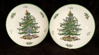 2 Spode Christmas Tree Pasta Salad Bowls made in England