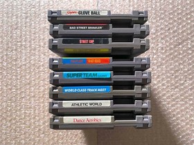 LOT OF 8 Power Glove/Pad NES Games (Cop Athletic Aerobics Team) - CARTS ONLY