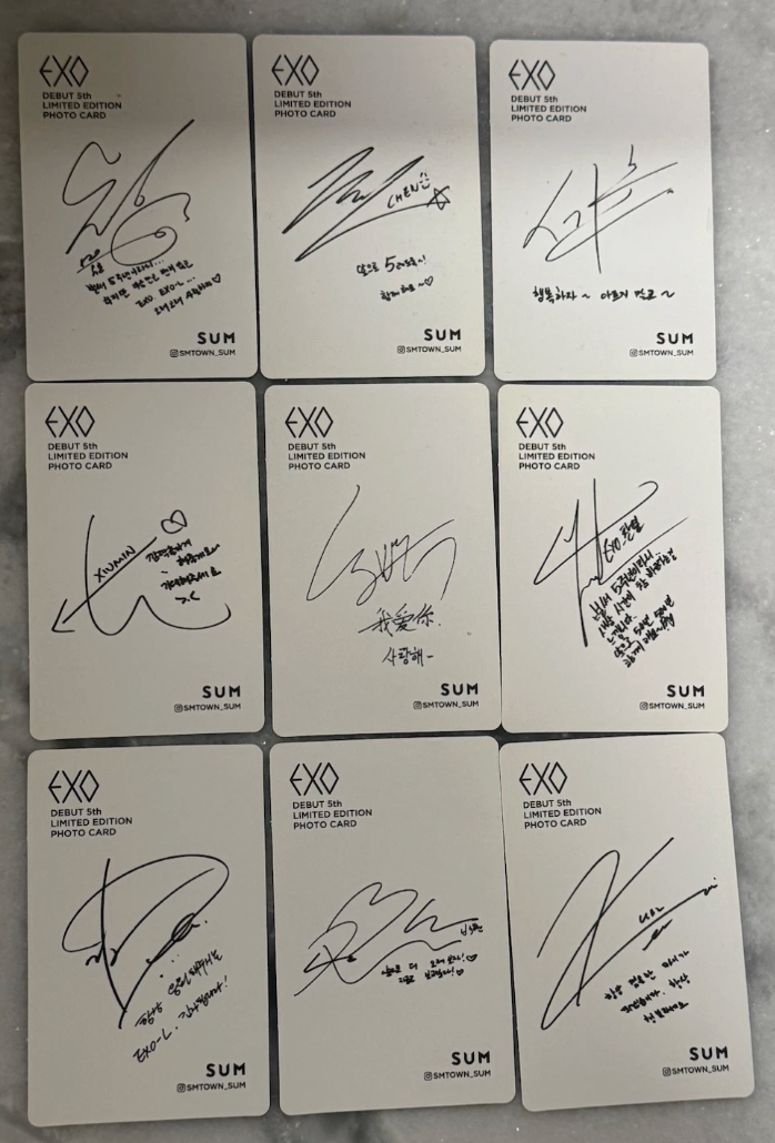 EXOサイン入りポートレート 5枚 EXO 5th Debut Anniversary PhotoCard | eBay