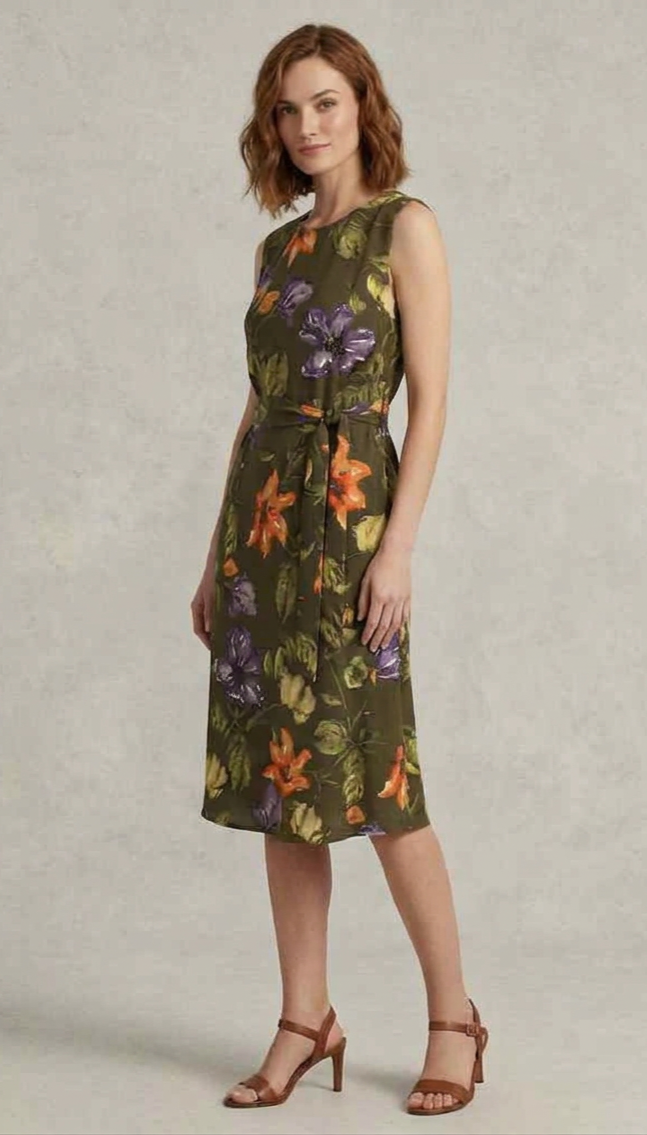 ralph lauren floral crepe midi dress Floral Crepe Short-Sleeve Dress