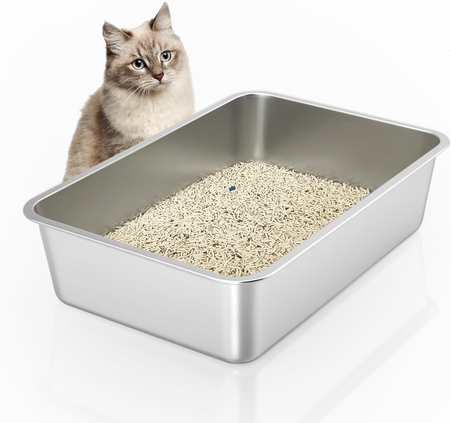 With High Sides Extra Large Open Metal Litter Pan