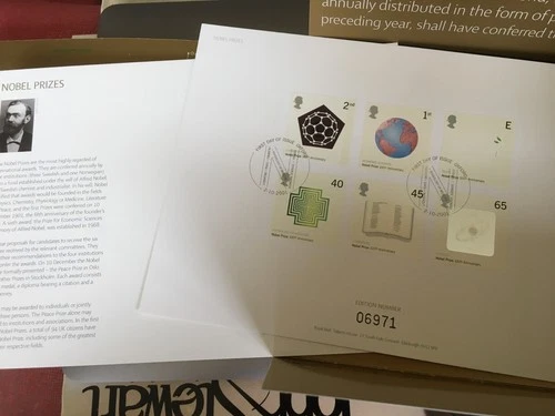 GB STAMPS RARE FIRST DAY COVER NOBEL PRIZES DOCUMENT