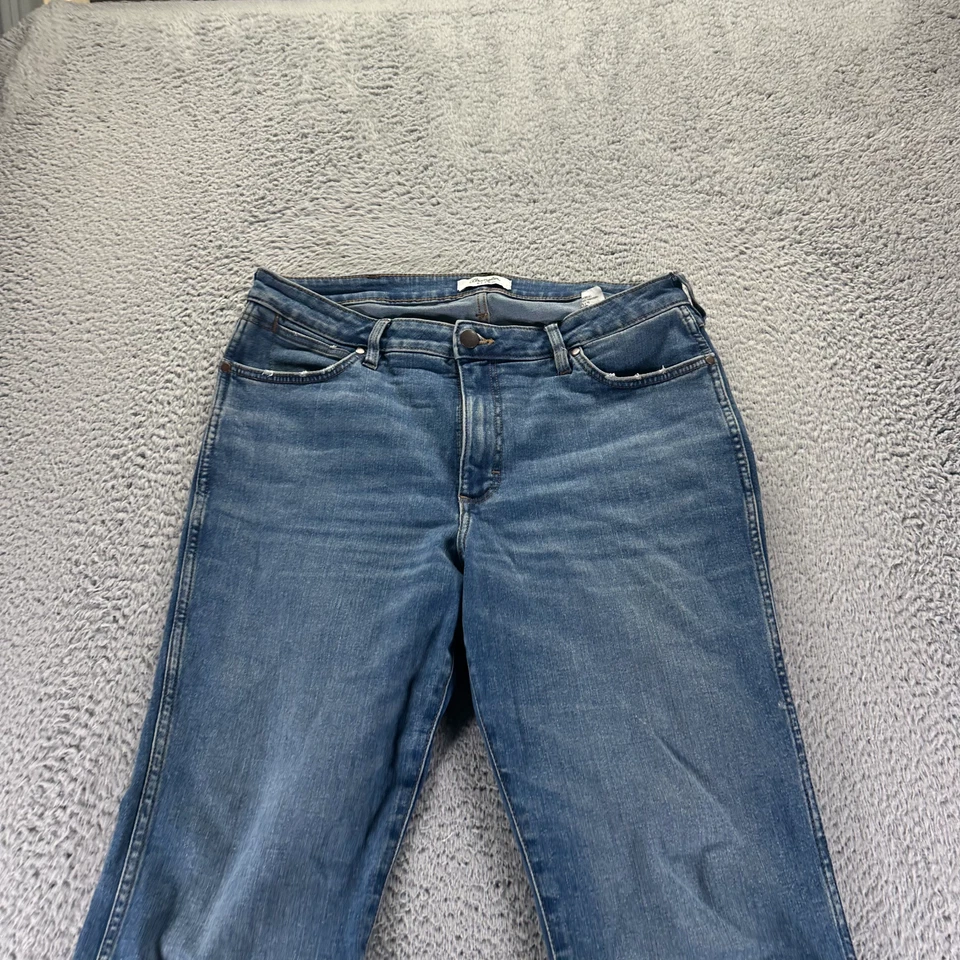 Pantalones de mezclilla retro Wrangler para mujer 32X32 azul algodón corte bota desteñido elástico occidental Foto 2 de 4