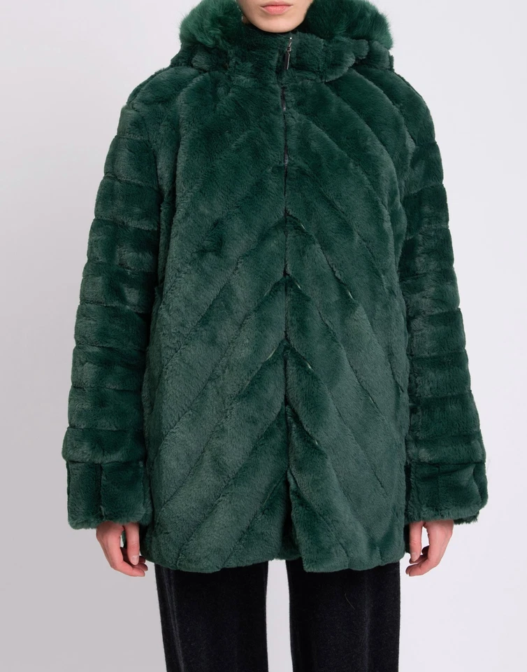 RRP €310 TOY G Faux Fur Coat Plus Size 49 XL Padded Full Zip Removable Hood - Image 4 of 4