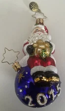 Christopher Radko A YEAR OF CHEER Santa Claus Bag 2015 Christmas Ornament No Box