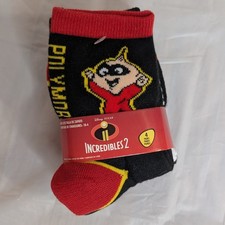 Unisex Crew Socks 4 Pair Disney Pixar The Incredibles 2 Kids 10-4- New