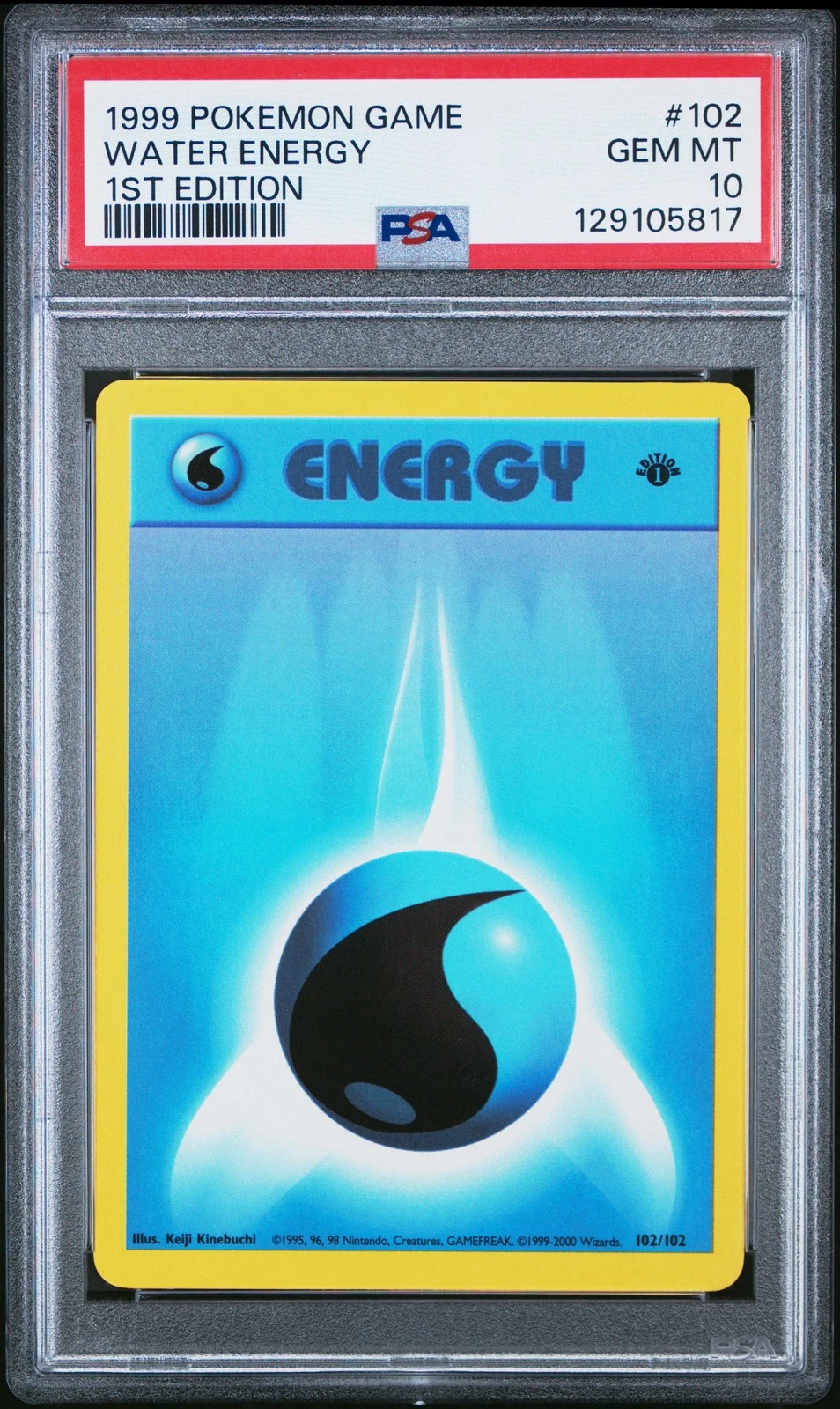 1999 POKEMON BASE SET 1ST EDITION #102 WATER ENERGY PSA 10