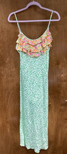 Women "RIXO" green/multicolored spaghetti strap long sundress. Size M,. P.O.