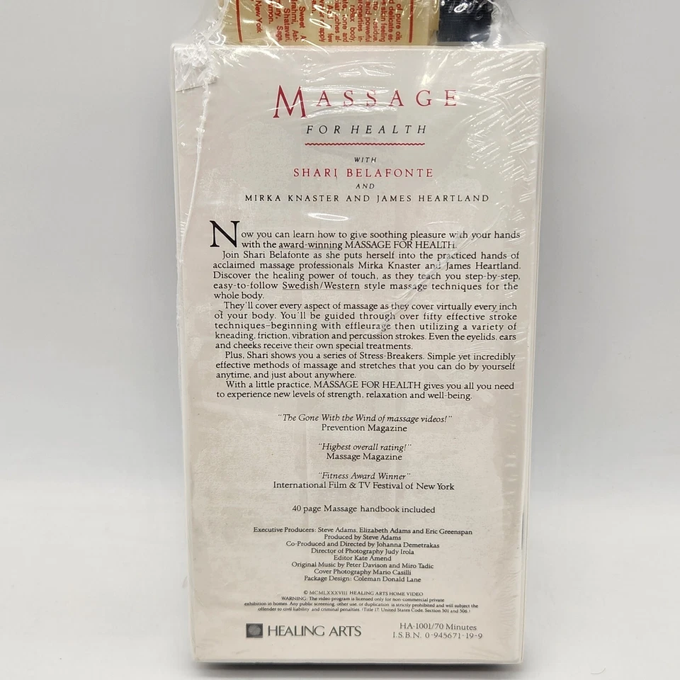 Vintage Massage for Health by Shari Belafonte VHS Book Tape And Message Oil - Image 3 of 4