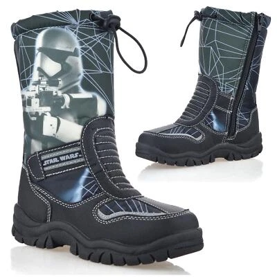 DISNEY Jungen Kinder Star Wars Reißverschluss wasserdicht warm Fell Winter Schnee Gummistiefel Größe