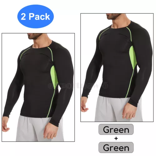 2er Pack Herren Kompressionsunterwäsche Unterunterwäsche Oberteil Tight Langarm T-Shirts - Bild 29 von 32
