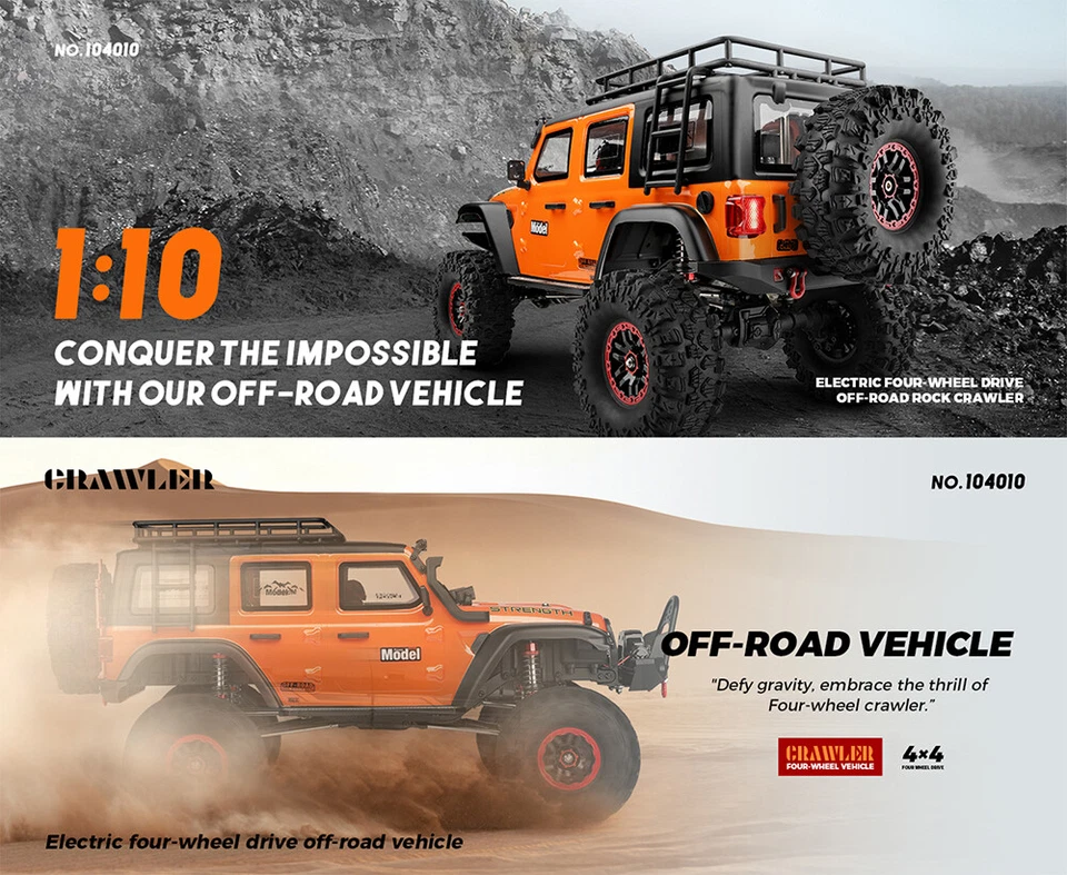 WLtoys 104010 1/10 RC 4WD Off-Road Klettern Auto 2.4G Fernbedienung RTR Autos - Bild 3 von 4