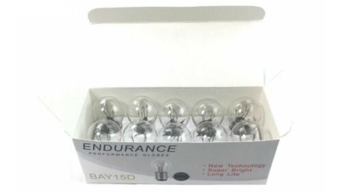 REAR STOP TAIL BRAKE LIGHT GLOBE 10 PAK BAY15D S-25MM 12V 21W OFFSET PINS - Picture 2 of 4