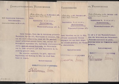 BERLIN-SCHÖNEBERG, 3 x Brief 1916, Charlottenburger Wasserwerke