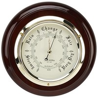 Classic Ships Mahogany Finished Wood Wall Barometer With Heavy Brass Bezel Classic Ships Mahogany Finished Wood Wall Barometer With Heavy Brass Bezel