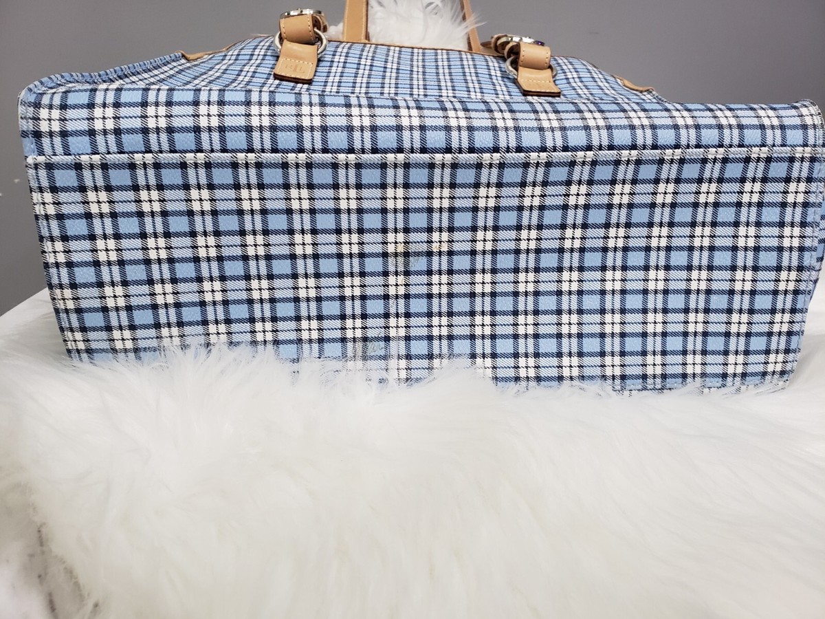 Vintage Polo Ralph Lauren Baby Blue Plaid Large Tote Bag