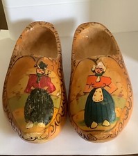Vintage Wooden Small Dutch Clogs Shoes Made In Holland Hand Painted
