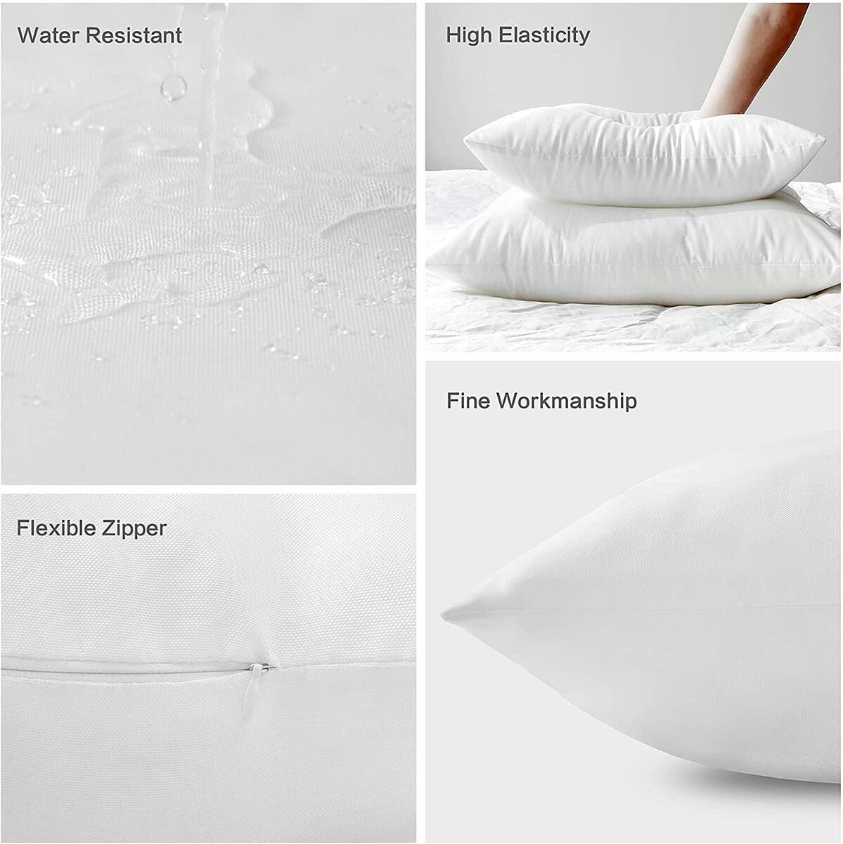 Outdoor 20 in. x 20 in. Pillow Inserts Set of 4 Water Resistant