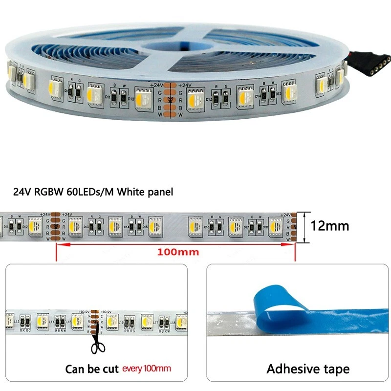 4 in 1 RGBW RGBWW LED Strip Lighting 5050 LED Strip 12mm 12V 24V LED Tape Light - Image 4 of 4