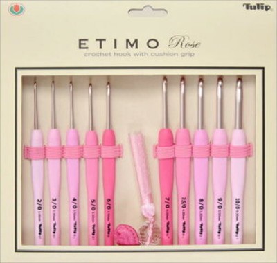 BRAND NEW Tulip Etimo Rose Crochet Hook Set-10 Hooks/Scissors/Yarn Needles/Case