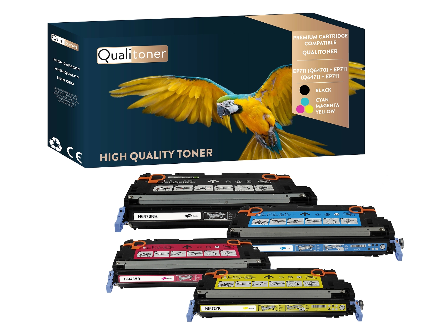 Toner EP711BK et couleurs QUALITONER pour imprimante Canon lot de 4