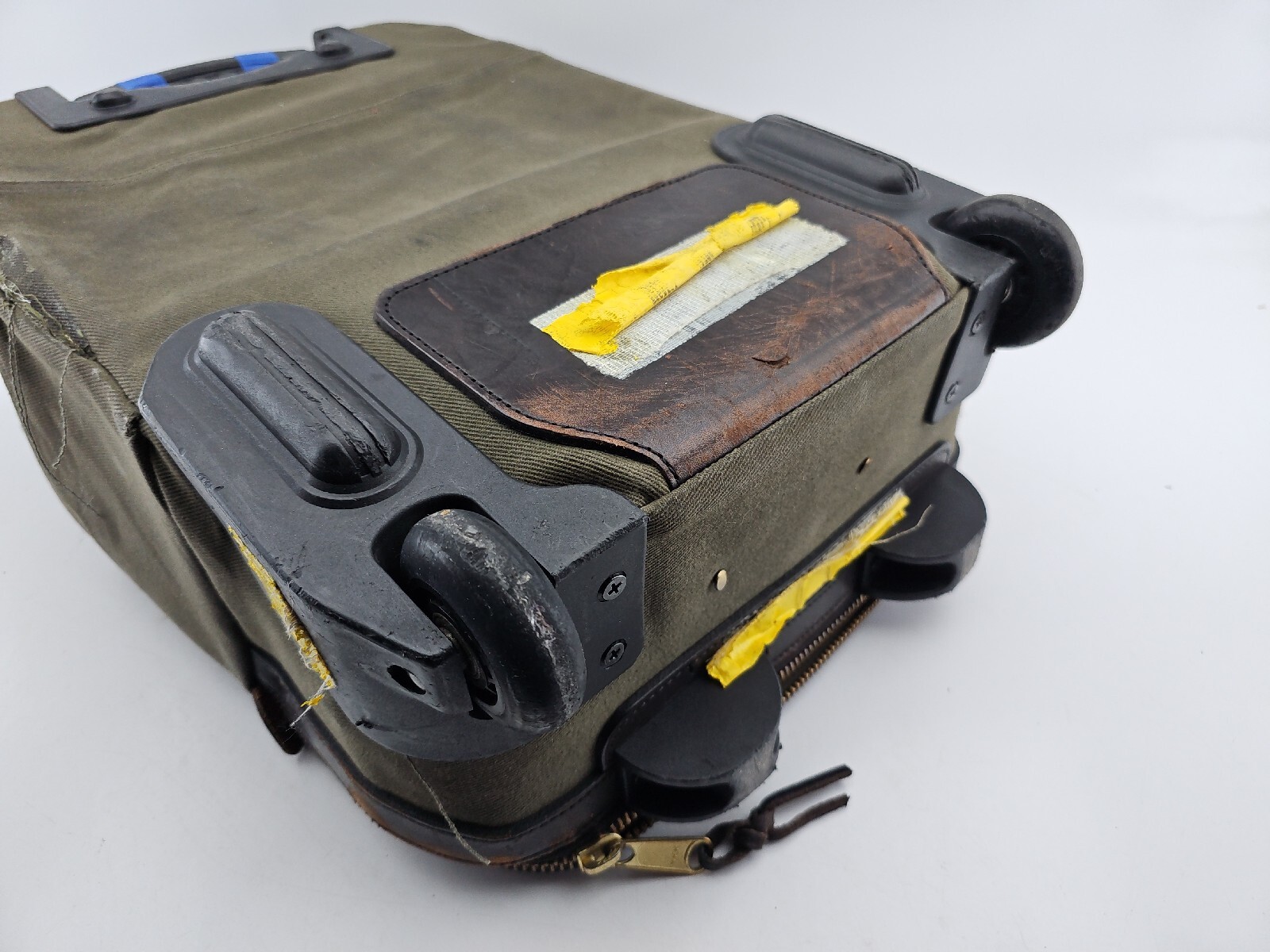 Filson Raleigh Luggage Canvas Leather Green Brown 14x 20x 7 NEEDS