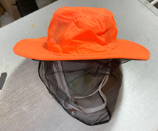 High Visibility Orange Sun Hat Safety with Face Net Straps Water Proof ONE SIZE