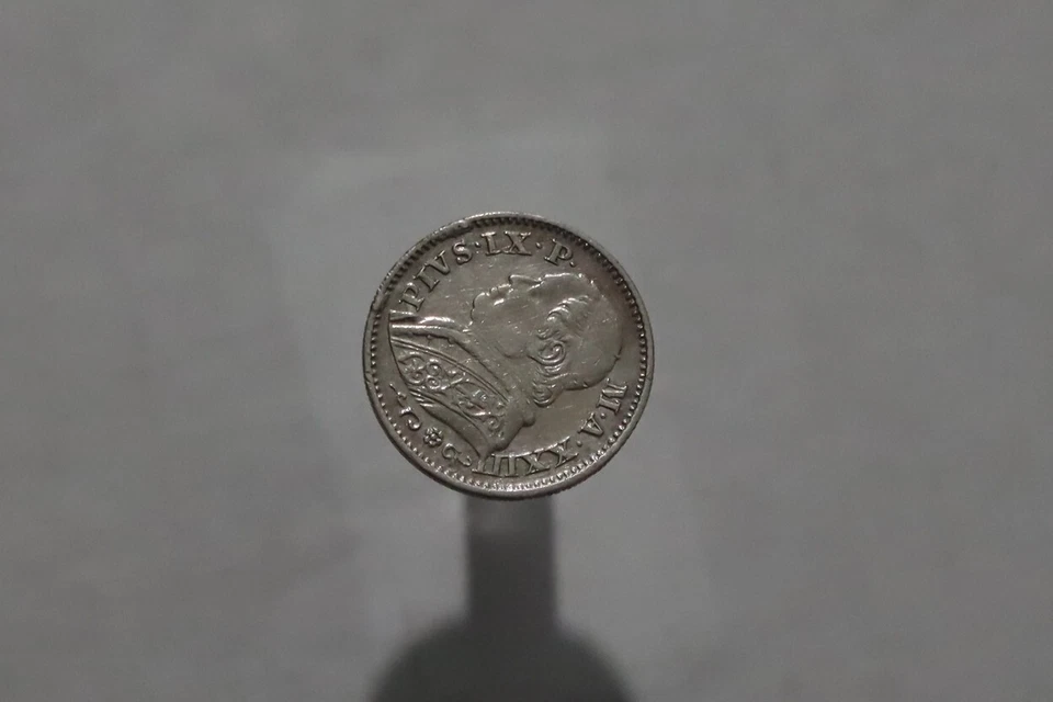 🧭 VATICAN 10 SOLDI 1868 SILVER SHARP DETAILS B46 #Z4190 - Image 2 of 2