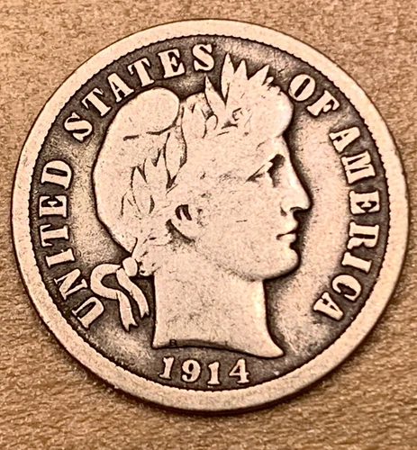1914 P VF Barber Dime. 90 % Silver. *W275