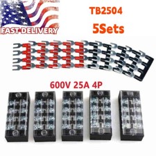 5 Pcs Dual Row 4 Positions Screw Terminal Electric Barrier Strip Block 600V 25A
