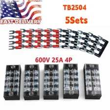 5 Pcs Dual Row 4 Positions Screw Terminal Electric Barrier Strip Block 600V 25A