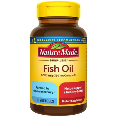 Fish Oil Burp-Less 60 Softgels 1200 Mg by Nature Made
