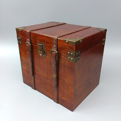 Vintage Stil Holz Aufbewahrungsbox Truhe Lederriemen Deko Möbel