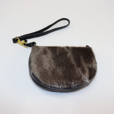 Hair On Hide Wristlet Small Brown Womens Fur Leather Pouch