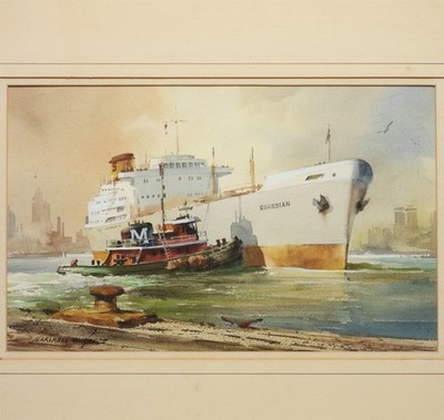 Marshall Woodside Joyce (1912-1998) Massachusetts Harbor Business WC Painting