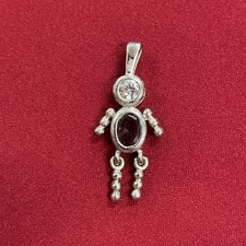 Sterling Silver 925 Amethyst CZ February Birthstone Boy Charm Pendant