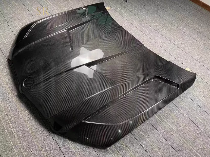 Cubierta de capó ventilada de carbono real estilo LD para BMW X5M F95 X6M F96 LCI Foto 2 de 4