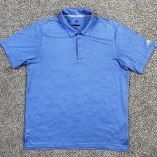 Adidas Golf Polo Shirt Men  s Large Blue Striped Performance Short Sleeve