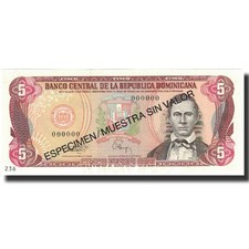 [#573626] Banknote, Dominican Republic, 5 Pesos Oro, 1993, 1993, Specimen, KM:14