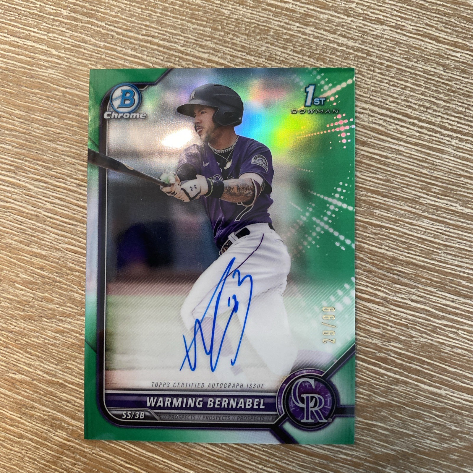 2022 Bowman Chrome 1st Auto Warming Bernabel CPA-WB Green Refractor /99 (AU, RC)