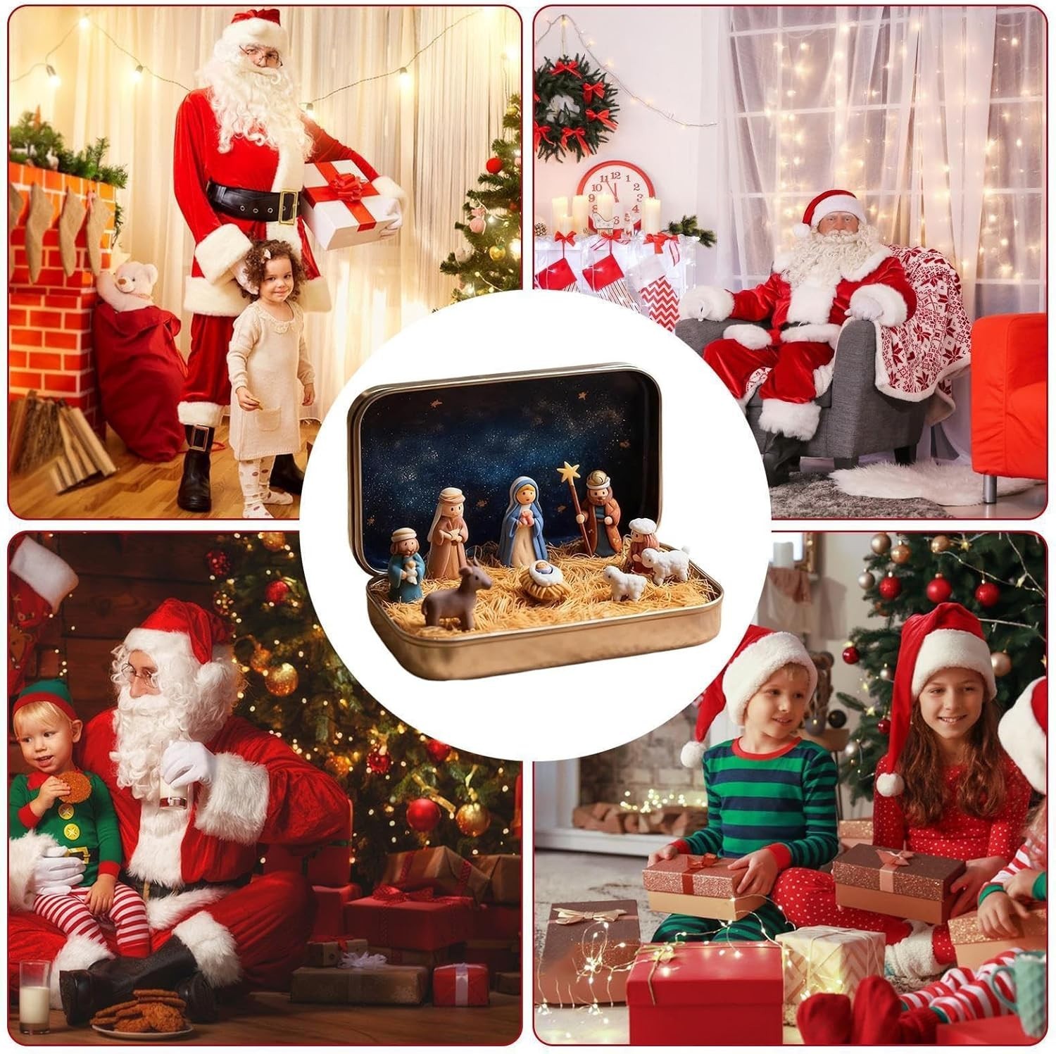 Pocket Nativity Set in Tin Box, Handcrafted Resin Holy Family Figurines