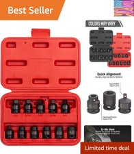 3841, 3/8 Inch Drive Pipe Plug Socket Set, 11-Piece, SAE, 7/16" - 5/8", Cr-Mo...