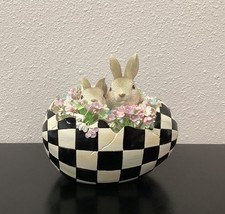 Mackenzie Childs Courtly Peekaboo Egg 6" x 5.5" x 4.5" Resin Paper Flowers New