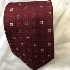 BURBERRY London Silk Tie Burgundy Red Geometric Pattern Men's Luxury Accessory