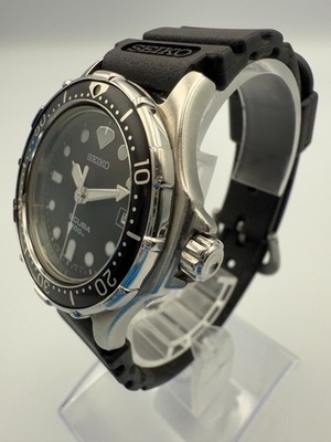 SEIKO 7N35-600A Diver's SCUBA Black Dial Quartz Vintage Watch