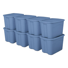 Sterilite Large Storage Bin, 18 Gallon Durable Plastic Storage Tote, 8 Pack New