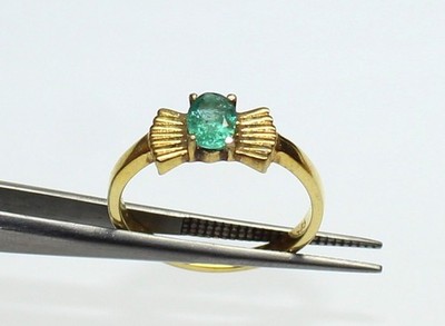 Natural Emerald Sterling Silver Ring, Green Gemstone Gold Plated Jewelry