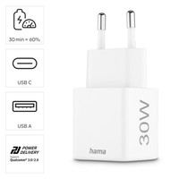 Hama Handy LadegeräT SchnellladegeräT 1X USB-C 1X USB-A 30W Pd Netzteil Adapter